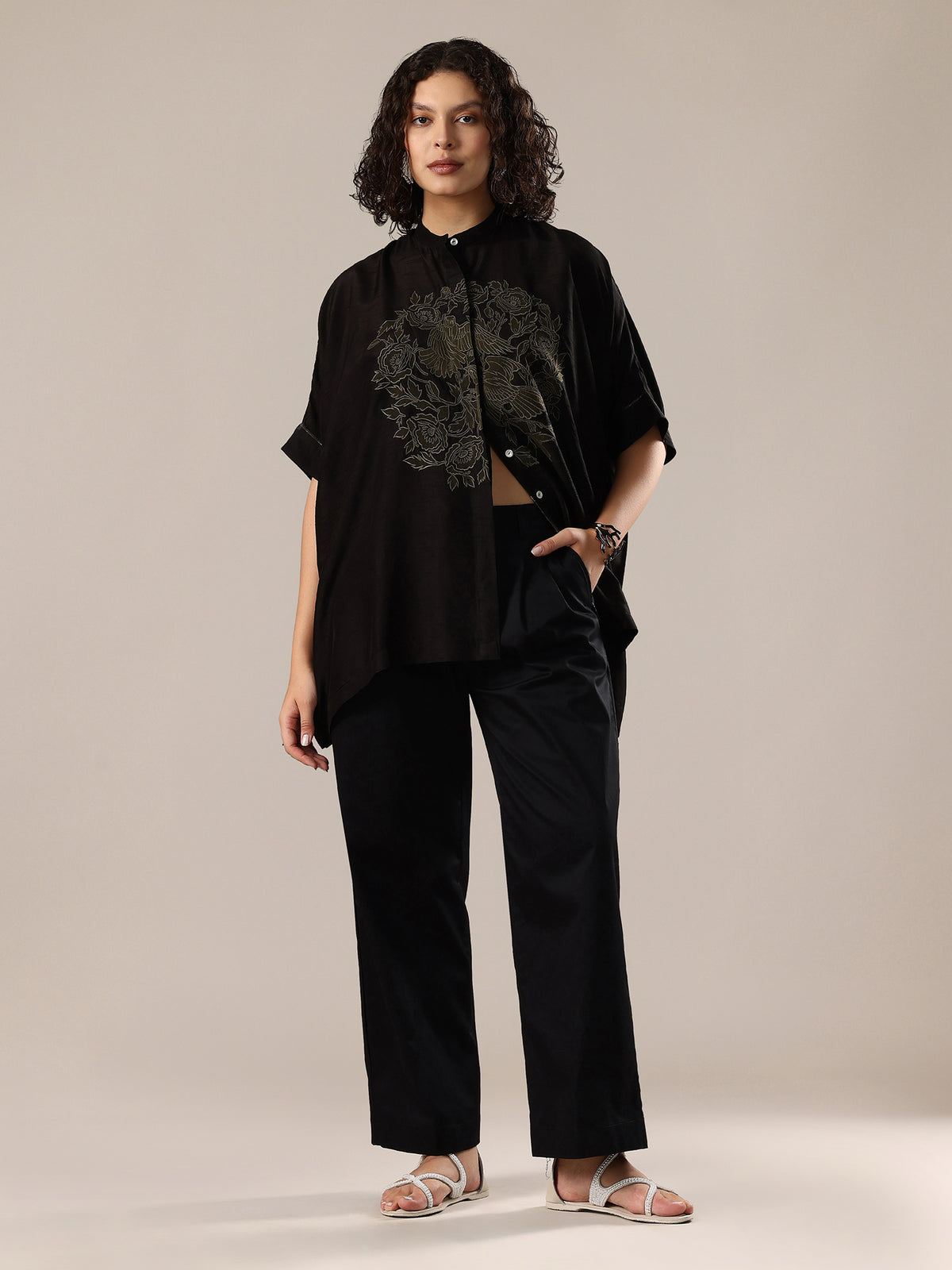 Embroidered Co-Ord Set - Black