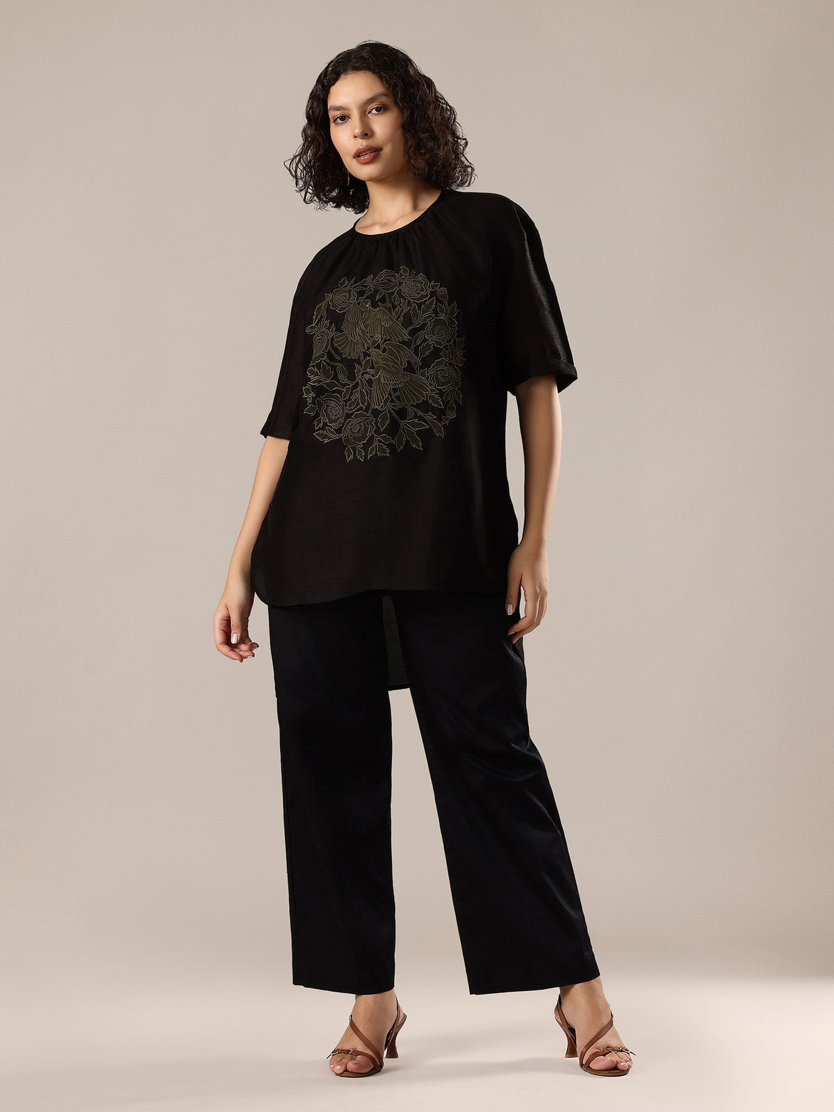 Embroidered Co-Ord Set - Black