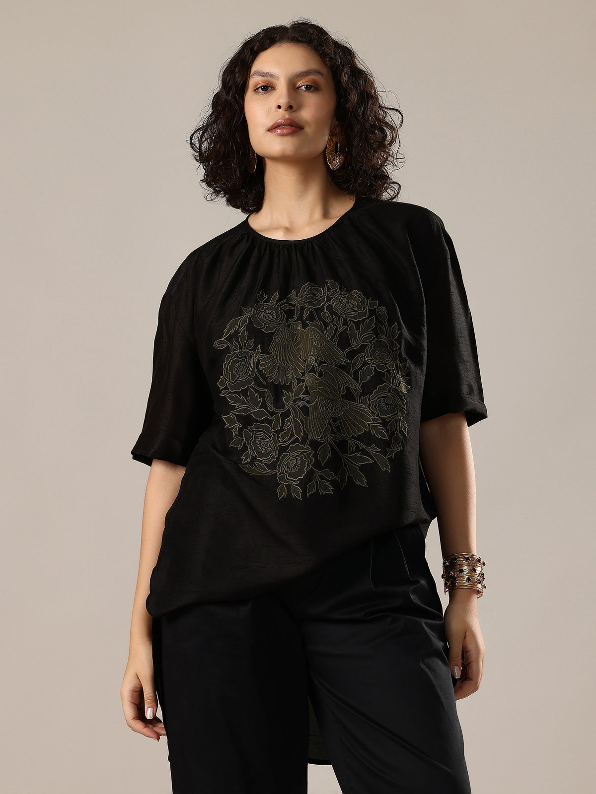 Embroidered Co-Ord Set - Black