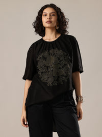 Embroidered Co-Ord Set - Black