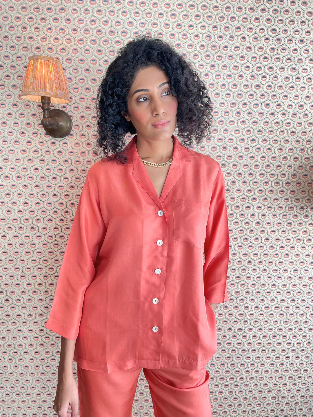 Snooze Apricot Pyjama Set Silk