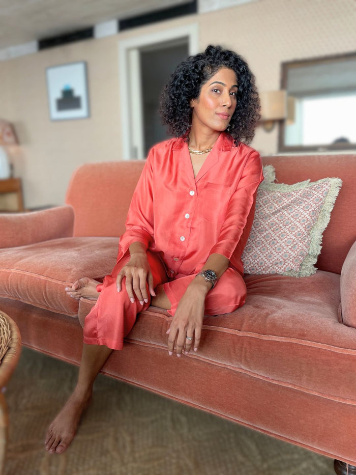 Snooze Apricot Pyjama Set Silk